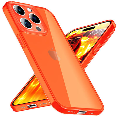 NALIA Neon Silikonhülle für iPhone 15 Pro Max – Knallige Signal-Farbe & Linsenschutz – VIBE (Transparentes Case) – Marke aus Berlin Orange NALIA Neon Hülle