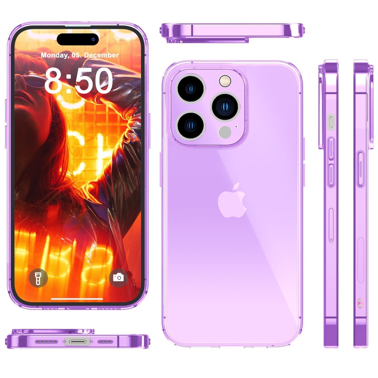 Hülle Neon Klar für iPhone 15 Pro Max Bunt Leuchtend Silikon Handyhülle TPU Case