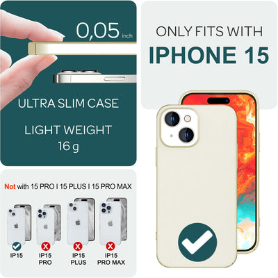 NALIA Ultra Slim Hardcase für iPhone 15 – Anti-Fingerabdruck & 0.5mm Dünn – PUREFIT (Matt & Leicht) – Marke aus Berlin Creme Beige NALIA SlimFit Hülle