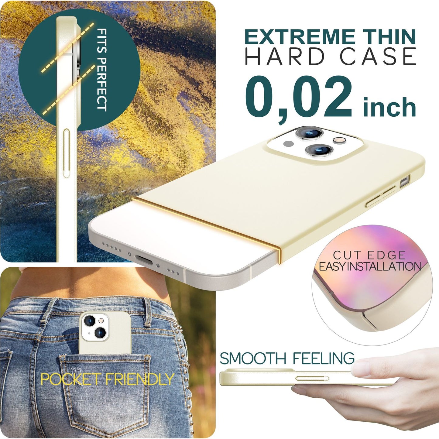 Dünne 0,5mm Hülle für iPhone 15 Hard Case Matt Ultra Slim Handyhülle Schutzhülle