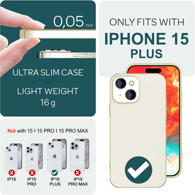 NALIA Ultra Slim Hardcase für iPhone 15 Plus – Anti-Fingerabdruck & 0.5mm Dünn – PUREFIT (Matt & Leicht) – Marke aus Berlin Creme Beige NALIA SlimFit Hülle