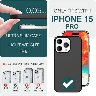 NALIA Ultra Slim Hardcase für iPhone 15 Pro – Anti-Fingerabdruck & 0.5mm Dünn – PUREFIT (Matt & Leicht) – Marke aus Berlin Schwarz NALIA SlimFit Hülle
