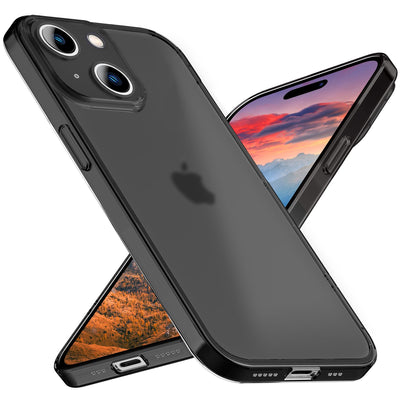 NALIA Ultra Slim Hardcase für iPhone 15 – Matt-Transparent & 0.3mm Dünn – PHANTOM (Dünnes Cover & Kamera-Vollschutz) – Marke aus Berlin Schwarz NALIA SlimFit Hülle