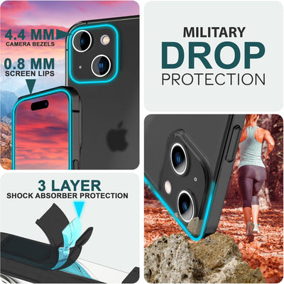 NALIA Ultra Slim Hardcase für iPhone 15 – Matt-Transparent & 0.3mm Dünn – PHANTOM (Dünnes Cover & Kamera-Vollschutz) – Marke aus Berlin Schwarz NALIA SlimFit Hülle