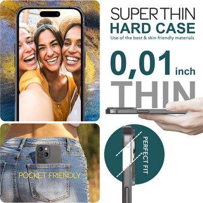 NALIA Ultra Slim Hardcase für iPhone 15 – Matt-Transparent & 0.3mm Dünn – PHANTOM (Dünnes Cover & Kamera-Vollschutz) – Marke aus Berlin Schwarz NALIA SlimFit Hülle