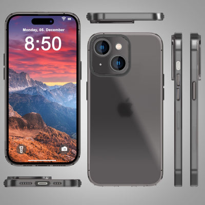 NALIA Ultra Slim Hardcase für iPhone 15 – Matt-Transparent & 0.3mm Dünn – PHANTOM (Dünnes Cover & Kamera-Vollschutz) – Marke aus Berlin Schwarz NALIA SlimFit Hülle