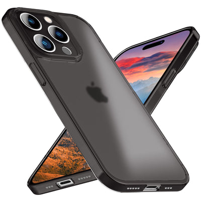 NALIA Ultra Slim Hardcase für iPhone 15 Pro Max – Matt-Transparent & 0.3mm Dünn – PHANTOM (Dünnes Cover & Kamera-Vollschutz) – Marke aus Berlin Schwarz NALIA SlimFit Hülle