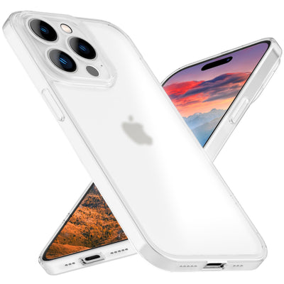 NALIA Ultra Slim Hardcase für iPhone 15 Pro Max – Matt-Transparent & 0.3mm Dünn – PHANTOM (Dünnes Cover & Kamera-Vollschutz) – Marke aus Berlin Weiß NALIA SlimFit Hülle
