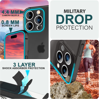 NALIA Ultra Slim Hardcase für iPhone 15 Pro Max – Matt-Transparent & 0.3mm Dünn – PHANTOM (Dünnes Cover & Kamera-Vollschutz) – Marke aus Berlin Schwarz NALIA SlimFit Hülle