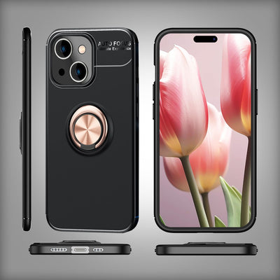 NALIA Ringhülle für iPhone 15 Plus – Ring-Ständer 360° & für Magnet-Halter – GRIP360 (Mattiertes Silikon Case) – Marke aus Berlin Rose Gold NALIA Protective Hülle