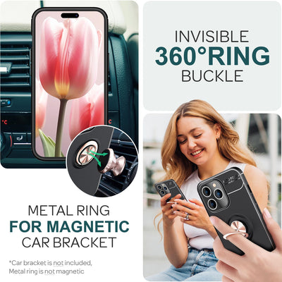 NALIA Ringhülle für iPhone 15 Pro Max – Ring-Ständer 360° & für Magnet-Halter – GRIP360 (Mattiertes Silikon Case) – Marke aus Berlin Rose Gold NALIA Protective Hülle