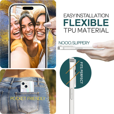 NALIA Transparente Glashülle für iPhone 15 Plus – Holografischer Prisma-Effekt (Regenbogen Schimmer) – 9H Hartglas & Anti-Gelb – AURORA – Marke aus Berlin Default Title NALIA Protective Hülle