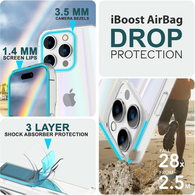 NALIA Transparente Glashülle für iPhone 15 Pro – Holografischer Prisma-Effekt (Regenbogen Schimmer) – 9H Hartglas & Anti-Gelb – AURORA – Marke aus Berlin Default Title NALIA Protective Hülle