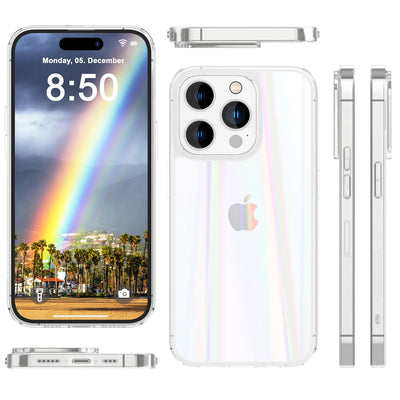 NALIA Transparente Glashülle für iPhone 15 Pro – Holografischer Prisma-Effekt (Regenbogen Schimmer) – 9H Hartglas & Anti-Gelb – AURORA – Marke aus Berlin Default Title NALIA Protective Hülle