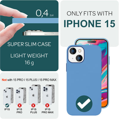 NALIA Magnet Silikonhülle für iPhone 15 – MagSafe kompatibel & Liquid Silicone – SLIQ (Soft-Touch Schutz & Mikrofaser Innen) – Marke aus Berlin Blau NALIA Protective Hülle