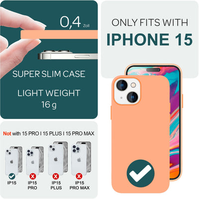 NALIA Magnet Silikonhülle für iPhone 15 – MagSafe kompatibel & Liquid Silicone – SLIQ (Soft-Touch Schutz & Mikrofaser Innen) – Marke aus Berlin Orange NALIA Protective Hülle