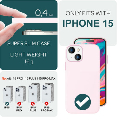 NALIA Magnet Silikonhülle für iPhone 15 – MagSafe kompatibel & Liquid Silicone – SLIQ (Soft-Touch Schutz & Mikrofaser Innen) – Marke aus Berlin Pink NALIA Protective Hülle
