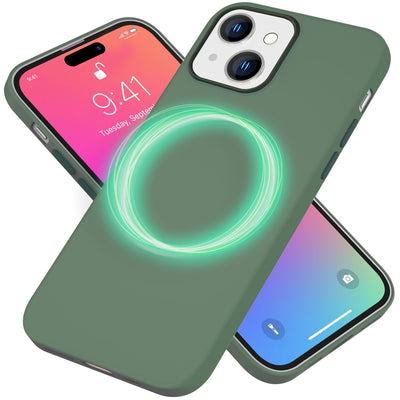 NALIA Magnet Silikonhülle für iPhone 15 – MagSafe kompatibel & Liquid Silicone – SLIQ (Soft-Touch Schutz & Mikrofaser Innen) – Marke aus Berlin Grün NALIA Protective Hülle