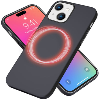 NALIA Magnet Silikonhülle für iPhone 15 – MagSafe kompatibel & Liquid Silicone – SLIQ (Soft-Touch Schutz & Mikrofaser Innen) – Marke aus Berlin Schwarz NALIA Protective Hülle