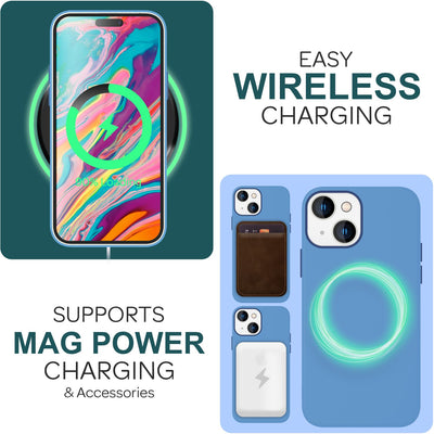 NALIA Magnet Silikonhülle für iPhone 15 – MagSafe kompatibel & Liquid Silicone – SLIQ (Soft-Touch Schutz & Mikrofaser Innen) – Marke aus Berlin Blau NALIA Protective Hülle