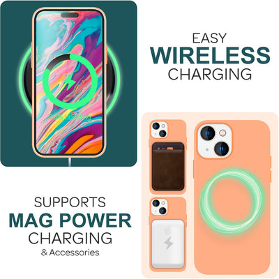 NALIA Magnet Silikonhülle für iPhone 15 – MagSafe kompatibel & Liquid Silicone – SLIQ (Soft-Touch Schutz & Mikrofaser Innen) – Marke aus Berlin Orange NALIA Protective Hülle
