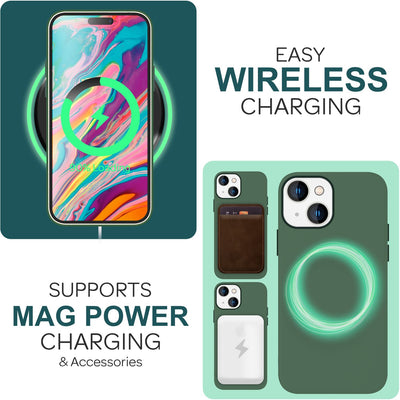 NALIA Magnet Silikonhülle für iPhone 15 – MagSafe kompatibel & Liquid Silicone – SLIQ (Soft-Touch Schutz & Mikrofaser Innen) – Marke aus Berlin Grün NALIA Protective Hülle