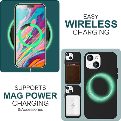 NALIA Magnet Silikonhülle für iPhone 15 – MagSafe kompatibel & Liquid Silicone – SLIQ (Soft-Touch Schutz & Mikrofaser Innen) – Marke aus Berlin Schwarz NALIA Protective Hülle