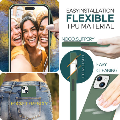 NALIA Magnet Silikonhülle für iPhone 15 – MagSafe kompatibel & Liquid Silicone – SLIQ (Soft-Touch Schutz & Mikrofaser Innen) – Marke aus Berlin Grün NALIA Protective Hülle