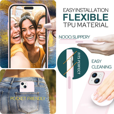NALIA Magnet Silikonhülle für iPhone 15 – MagSafe kompatibel & Liquid Silicone – SLIQ (Soft-Touch Schutz & Mikrofaser Innen) – Marke aus Berlin Pink NALIA Protective Hülle