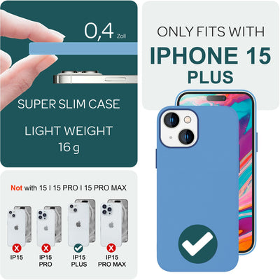 NALIA Magnet Silikonhülle für iPhone 15 Plus – MagSafe kompatibel & Liquid Silicone – SLIQ (Soft-Touch Schutz & Mikrofaser Innen) – Marke aus Berlin Blau NALIA Protective Hülle