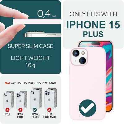 NALIA Magnet Silikonhülle für iPhone 15 Plus – MagSafe kompatibel & Liquid Silicone – SLIQ (Soft-Touch Schutz & Mikrofaser Innen) – Marke aus Berlin Pink NALIA Protective Hülle