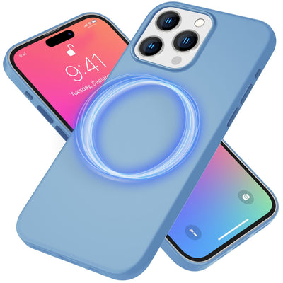 NALIA Magnet Silikonhülle für iPhone 15 Pro Max – MagSafe kompatibel & Liquid Silicone – SLIQ (Soft-Touch Schutz & Mikrofaser Innen) – Marke aus Berlin Blau NALIA Protective Hülle