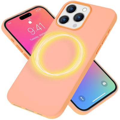 NALIA Magnet Silikonhülle für iPhone 15 Pro Max – MagSafe kompatibel & Liquid Silicone – SLIQ (Soft-Touch Schutz & Mikrofaser Innen) – Marke aus Berlin Orange NALIA Protective Hülle