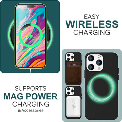NALIA Magnet Silikonhülle für iPhone 15 Pro Max – MagSafe kompatibel & Liquid Silicone – SLIQ (Soft-Touch Schutz & Mikrofaser Innen) – Marke aus Berlin Schwarz NALIA Protective Hülle