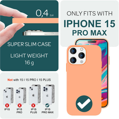 NALIA Magnet Silikonhülle für iPhone 15 Pro Max – MagSafe kompatibel & Liquid Silicone – SLIQ (Soft-Touch Schutz & Mikrofaser Innen) – Marke aus Berlin Orange NALIA Protective Hülle