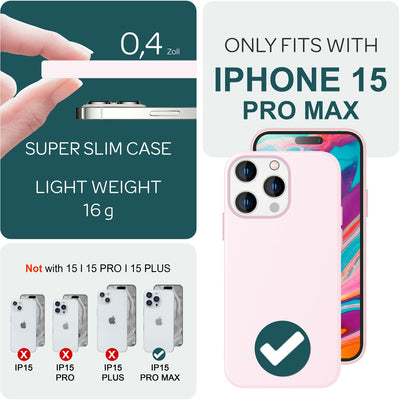 NALIA Magnet Silikonhülle für iPhone 15 Pro Max – MagSafe kompatibel & Liquid Silicone – SLIQ (Soft-Touch Schutz & Mikrofaser Innen) – Marke aus Berlin Pink NALIA Protective Hülle