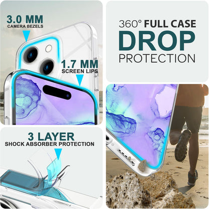 Hülle 360° für iPhone 15 Plus Klar Full Cover Handyhülle Schutz Tasche Etui Case