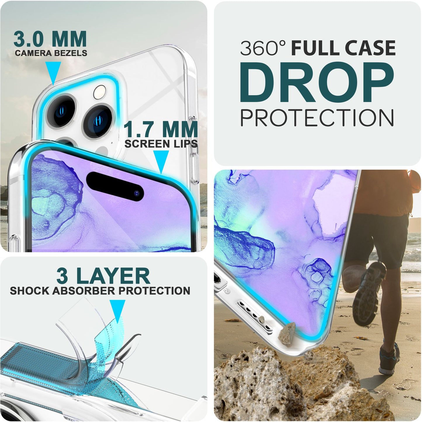 Hülle 360° für iPhone 15 Pro Klar Full Cover Handyhülle Schutz Tasche Etui Case