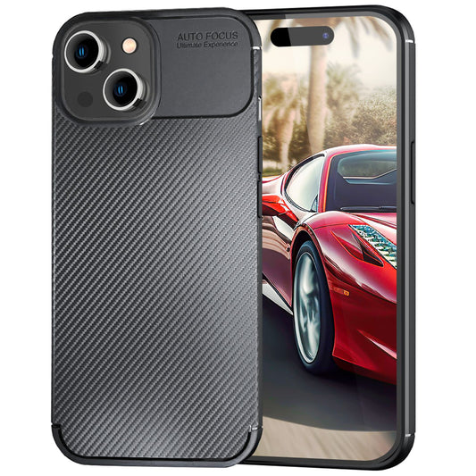 Hülle für iPhone 15 Carbon Optik Case Silikon Handyhülle Schutz Tasche Cover TPU