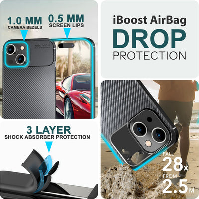 NALIA Silikonhülle für iPhone 15 – Rutschfest & Matt – VORTEX (Gebürstete Optik & Carbon Design) – Marke aus Berlin NALIA Protective Hülle