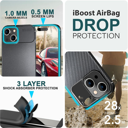 Hülle für iPhone 15 Plus Carbon Optik Case Silikon Handyhülle Schutz Tasche Etui