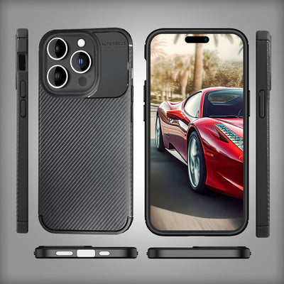 NALIA Silikonhülle für iPhone 15 Pro – Rutschfest & Matt – VORTEX (Gebürstete Optik & Carbon Design) – Marke aus Berlin NALIA Protective Hülle