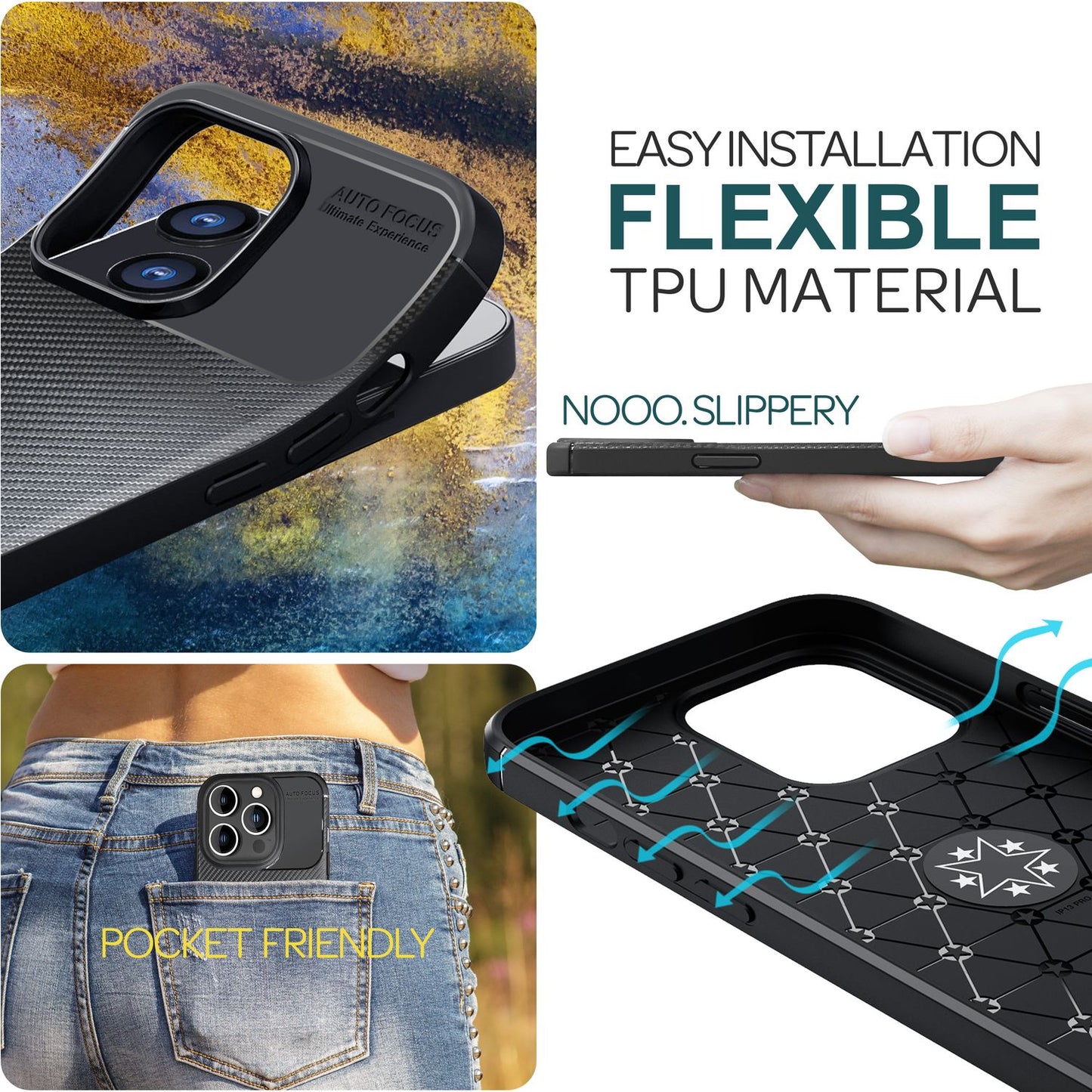 Hülle für iPhone 15 Pro Max Carbon Optik Case Silikon Handyhülle Schutz Tasche