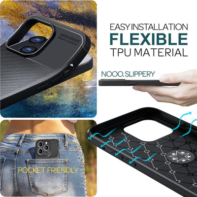 NALIA Silikonhülle für iPhone 15 Pro Max – Rutschfest & Matt – VORTEX (Gebürstete Optik & Carbon Design) – Marke aus Berlin NALIA Protective Hülle