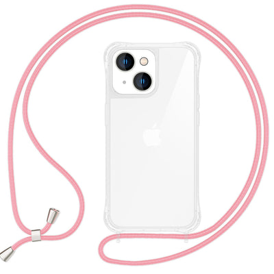 NALIA Handykette für iPhone 15 Plus – Transparentes Hybrid-Case & Band – HANGIT PRO (Anti-Gelb Rückseite & Verstellbar) – Marke aus Berlin Rosa NALIA Transparente Hülle