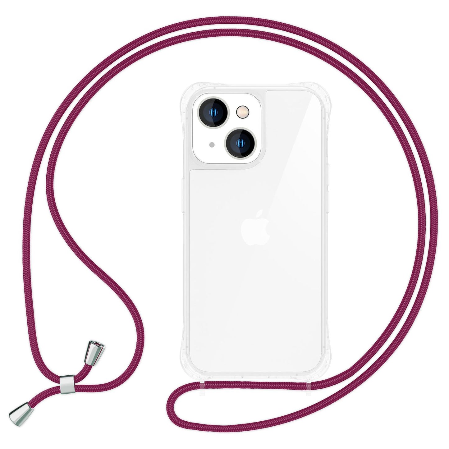 Hülle mit Band für iPhone 15 Plus Handyhülle Umhängen Handy Kette Kordel Case