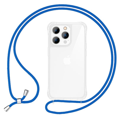 NALIA Handykette für iPhone 15 Pro Max – Transparentes Hybrid-Case & Band – HANGIT PRO (Anti-Gelb Rückseite & Verstellbar) – Marke aus Berlin Blau NALIA Transparente Hülle