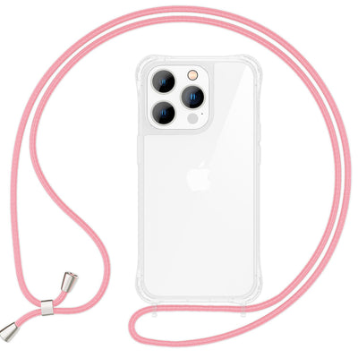 NALIA Handykette für iPhone 15 Pro Max – Transparentes Hybrid-Case & Band – HANGIT PRO (Anti-Gelb Rückseite & Verstellbar) – Marke aus Berlin Rosa NALIA Transparente Hülle