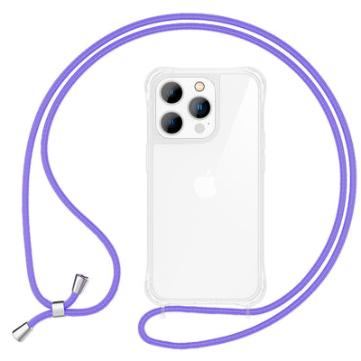 NALIA Handykette für iPhone 15 Pro Max – Transparentes Hybrid-Case & Band – HANGIT PRO (Anti-Gelb Rückseite & Verstellbar) – Marke aus Berlin Lila NALIA Transparente Hülle