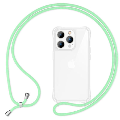 NALIA Handykette für iPhone 15 Pro Max – Transparentes Hybrid-Case & Band – HANGIT PRO (Anti-Gelb Rückseite & Verstellbar) – Marke aus Berlin Mint-Grün NALIA Transparente Hülle
